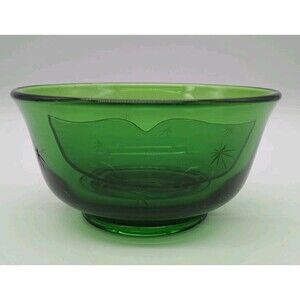Vintage Paden City Emerald Green Glass Divided Dish MCM Atomic Starburst 5"
